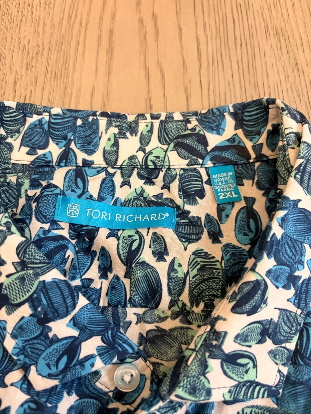 NWOT Men’s Tori Richard Fish Shirt Size 2X - Picture 4 of 7